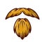 Fashionable men haircut. element of head and face hipster. Long moustache of old man. Cartoon brown illustration