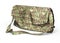Fashionable modern shoulder bag is made of fashion-style camouflage material in military style. Isolated on white 3d