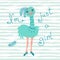 Fashionable ostrich chick. T-shirt design vector