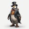 Fashionable Penguin In A Hyper-realistic Illustration