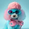 Fashionable poodle dog wearing glasses in fairy kei style