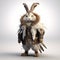 Fashionable Rabbit With Feathers Wearing Hyper-detailed Outfit