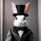 A fashionable rabbit in stylish clothing, posing for a portrait with a curious and alert expression2