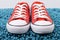 Fashionable red Converse sneakers
