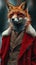 Fashionable red fox traverses city streets in tailored elegance, epitomizing street style