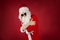 Fashionable Santa Claus on a red background