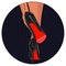 Fashionable. Stylish woman. Vector illustration of a girl on high heels. Glamour. Legs in shoes. Female high heels. Women. Vogue