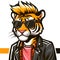 Fashionable tiger with stylish hairstyle of multi-colored hair