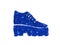 Fashionable tractor sole boot on high heel of blue glitter sparkle on white