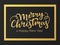 Fashionable typographical festive card design for winter holidays with golden foil and black premium paper background and Merry Ch