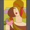 Fashionable woman pattern. Art deco stained glass pattern.