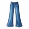 Fashionable Women\\\'s Blue Jeans Illustration With Pockets And Hips