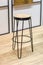 Fashionable wooden high chair for restaurant bar, forged black metal frame