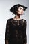 Fashionl Woman in Black Guipure Dress