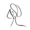 Fasion style  illustration. Hand drawn of woman face, minimalist concept. Stylized doodle linear female head skin care logo