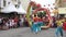 Fast action dragon dance at street.