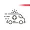 Fast ambulance with siren line vector icon