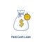 Fast Cash loan icon, fast money providence, business and finance services, timely payment, financial solution, Vector