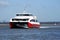 Fast catamaran on the Solent