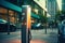 Fast charging stations for electric vehicles in a modern city at night. Charging station for cars with illumination. Electricity