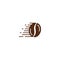 Fast coffee bean, fast delivery coffee. Vector logo icon template