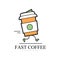 Fast coffee logo design, food service delivery, creative template for corporate identity, restaurant, coffee shop vector
