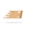 Fast delivery box flying vector icon flat cartoon, carton package parcel box logotype, fast shipping logo symbol