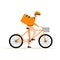 Fast delivery. Couriers provide delivery of goods or postal packages using bicycles. Vector illustration in flat style
