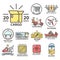 Fast delivery and express shipping logistics linear icons collection