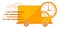Fast delivery orange truck with clock icon symbol on a white background