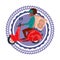 Fast Delivery Service Icon Isolated African American Woman Deliver Grocery On Retro Scooter Template Logo