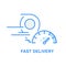 Fast delivery and speedy shipping icon - location marker and speedometer