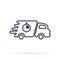 Fast delivery truck icon, express delivery, quick move, line symbol on white background - editable stroke vector