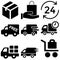 Fast delivery truck vector icon set. Express delivery illustration sign collection. quick move symbol.