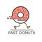 Fast donut logo design, food service delivery, creative template with running donut for corporate identity, fast food