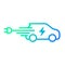 Fast electric car with plug icon symbol, EV car, Green hybrid vehicles charging point logotype, Eco friendly vehicle