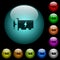 Fast ethernet network controller icons in color illuminated glass buttons