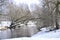 The fast flowing crystal clear waters of the River during early spring run. Mountain river flows in the forest. Beautiful wildlife