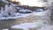 Fast flowing river that`s starting to freeze