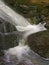 Fast flowoing water of Bentley Brook creates multiple waterfalls