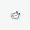 Fast flying time, round clock sticker icon