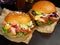 Fast Food - Barbecue Hamburger with Pork and Salad