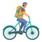 Fast food bike delivery icon, cartoon style