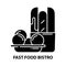fast food bistro icon, black vector sign with editable strokes, concept illustration