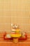 Fast food Bulimia Teddy bear sitting at table Hamburgers