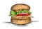 Fast Food - Burger Detailed Sketch Vector Illustration