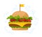 Fast food burger doodle cartoon set flat vector
