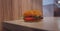 Fast food Burger. Hamburger table in fast food restaurant