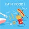 Fast Food Cartoon Characters Banner