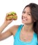 Fast food concept. Tasty unhealthy burger sandwich